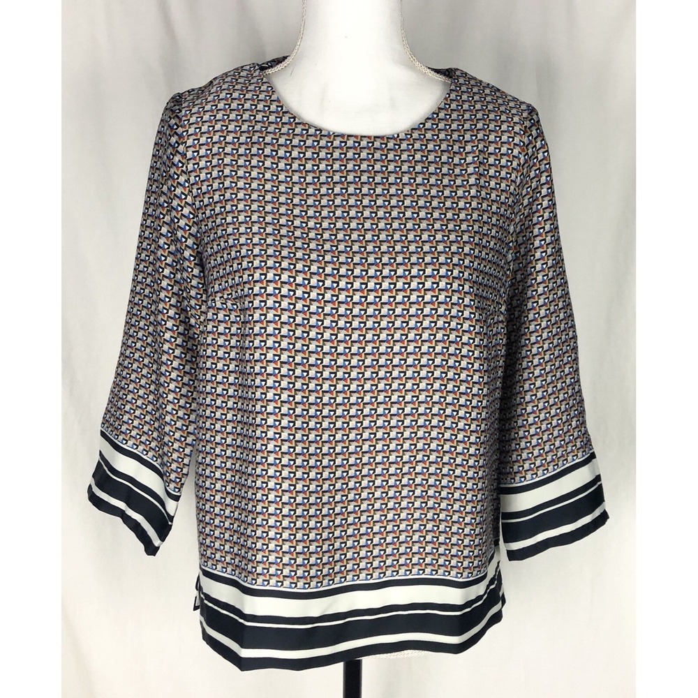 Kenar Geometric Print Multicolor Blouse Size XS/TP Long Sleeve